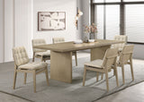 Decker 7-Piece 82-Inch Dining Set, Natural Oak and Cream