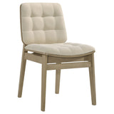 Decker 7-Piece 82-Inch Dining Set, Natural Oak and Cream