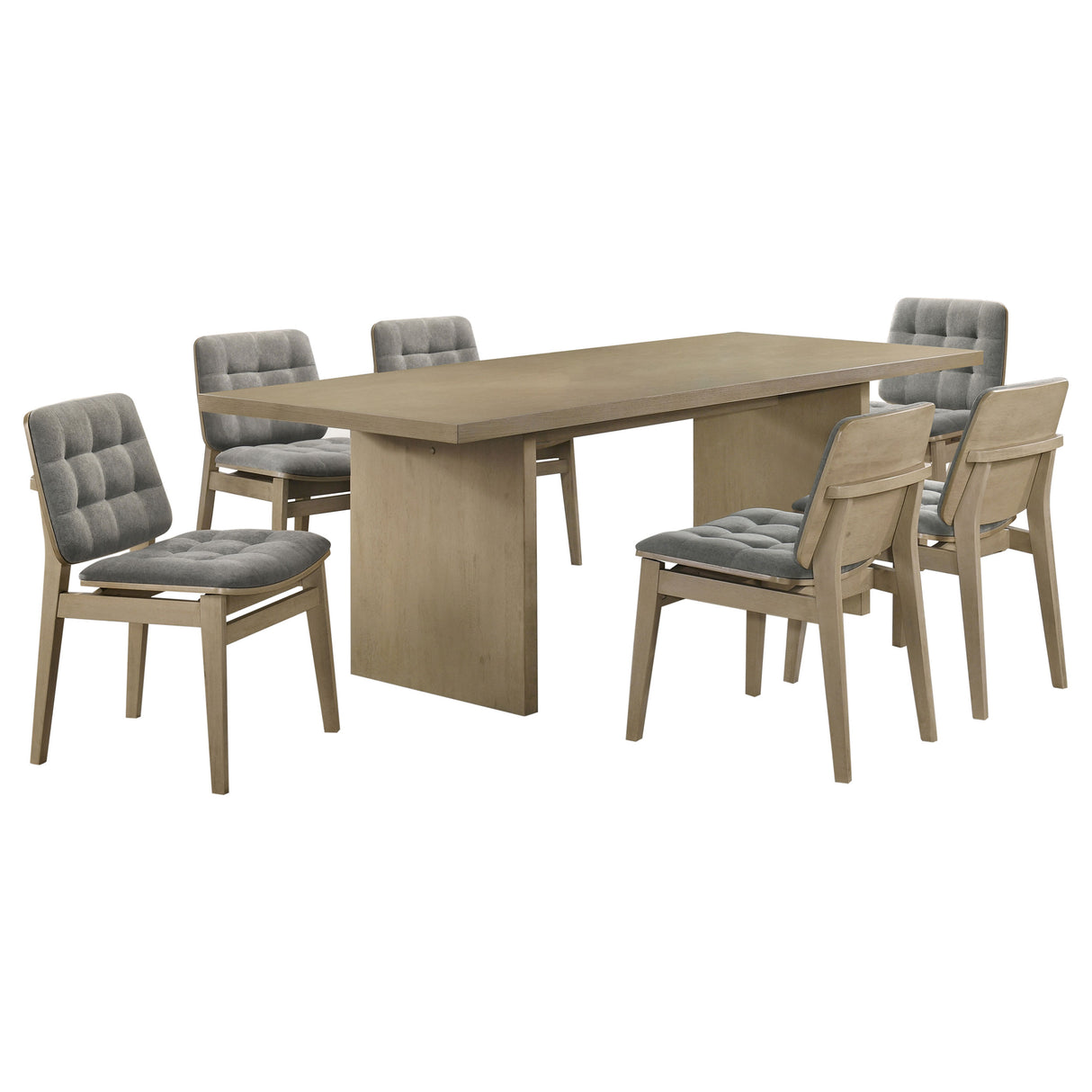 Decker 7-Piece 82-Inch Dining Set - Natural Oak and Grey