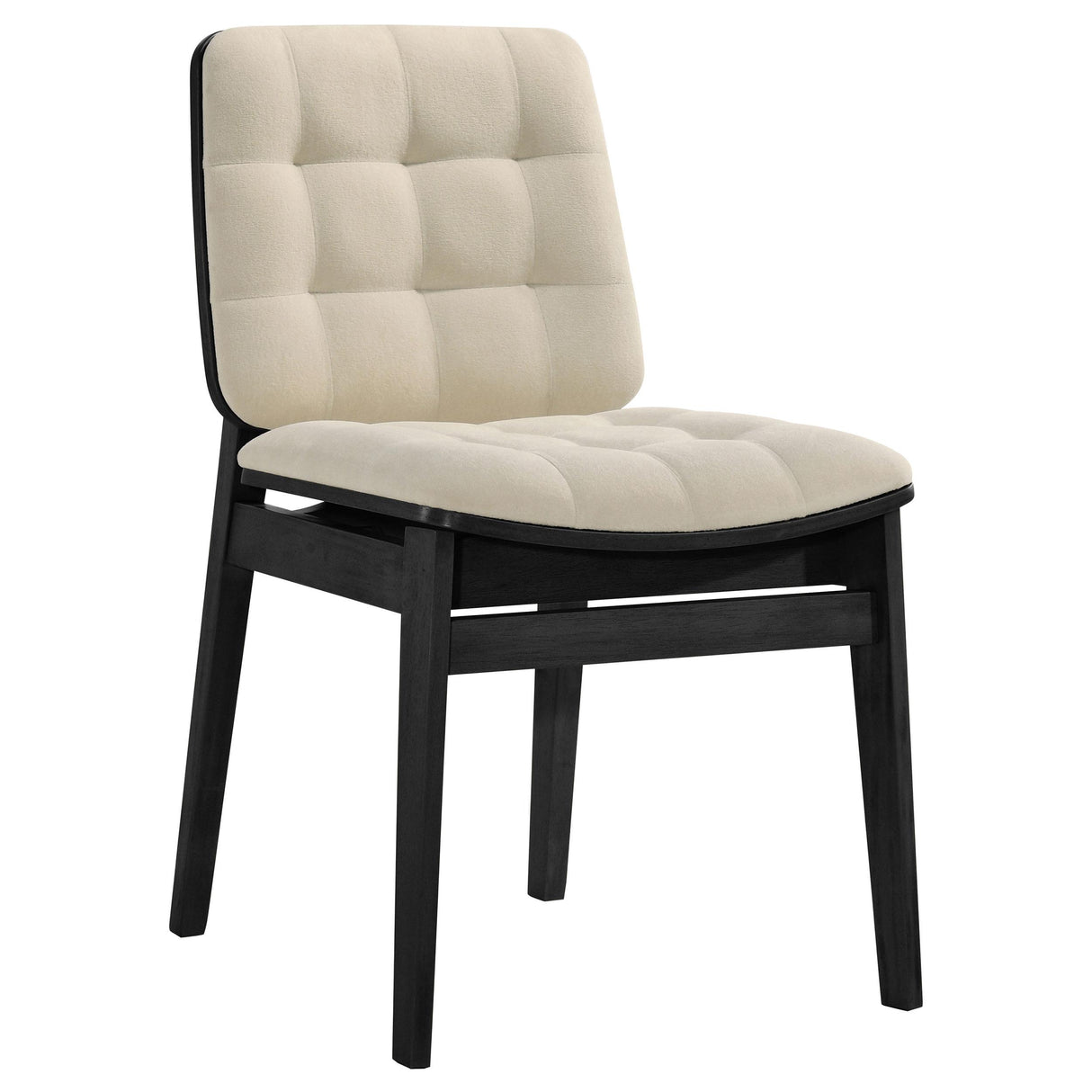 Redbridge Velvet Upholstered Side Chair - Cream and Black (Set of 2)