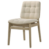 Redbridge Velvet Side Chair, Cream and Natural Oak (Set of 2)
