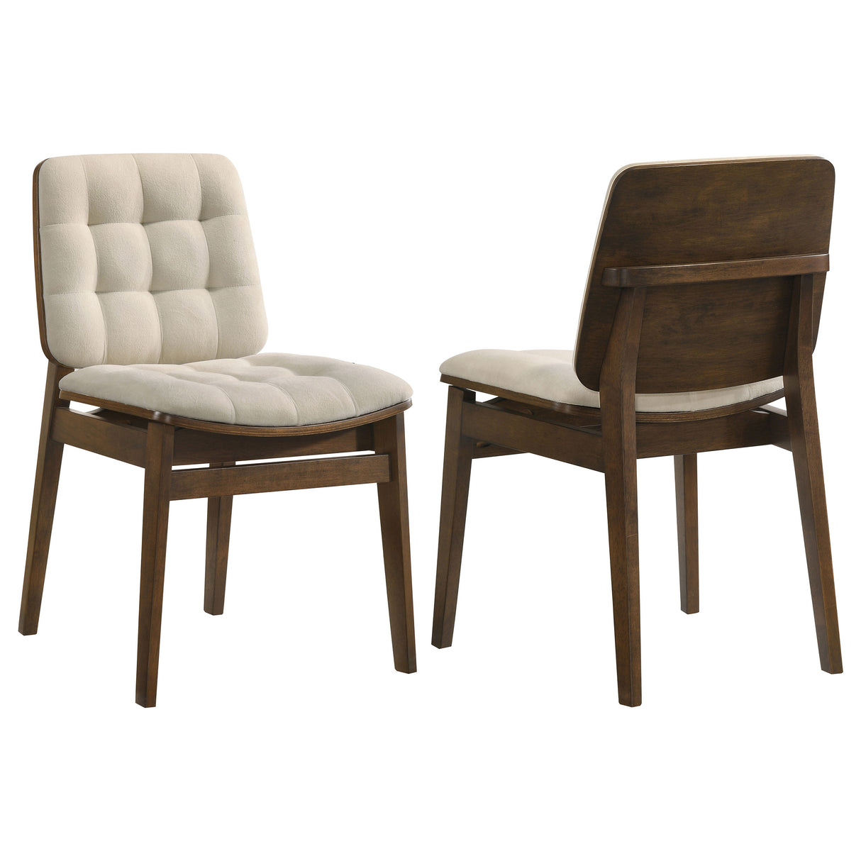 Redbridge Velvet Upholstered Side Chair, Cream and Walnut (Set of 2)