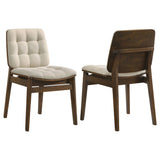 Redbridge Velvet Upholstered Side Chair, Cream and Walnut (Set of 2)