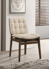 Redbridge Velvet Upholstered Side Chair, Cream and Walnut (Set of 2)