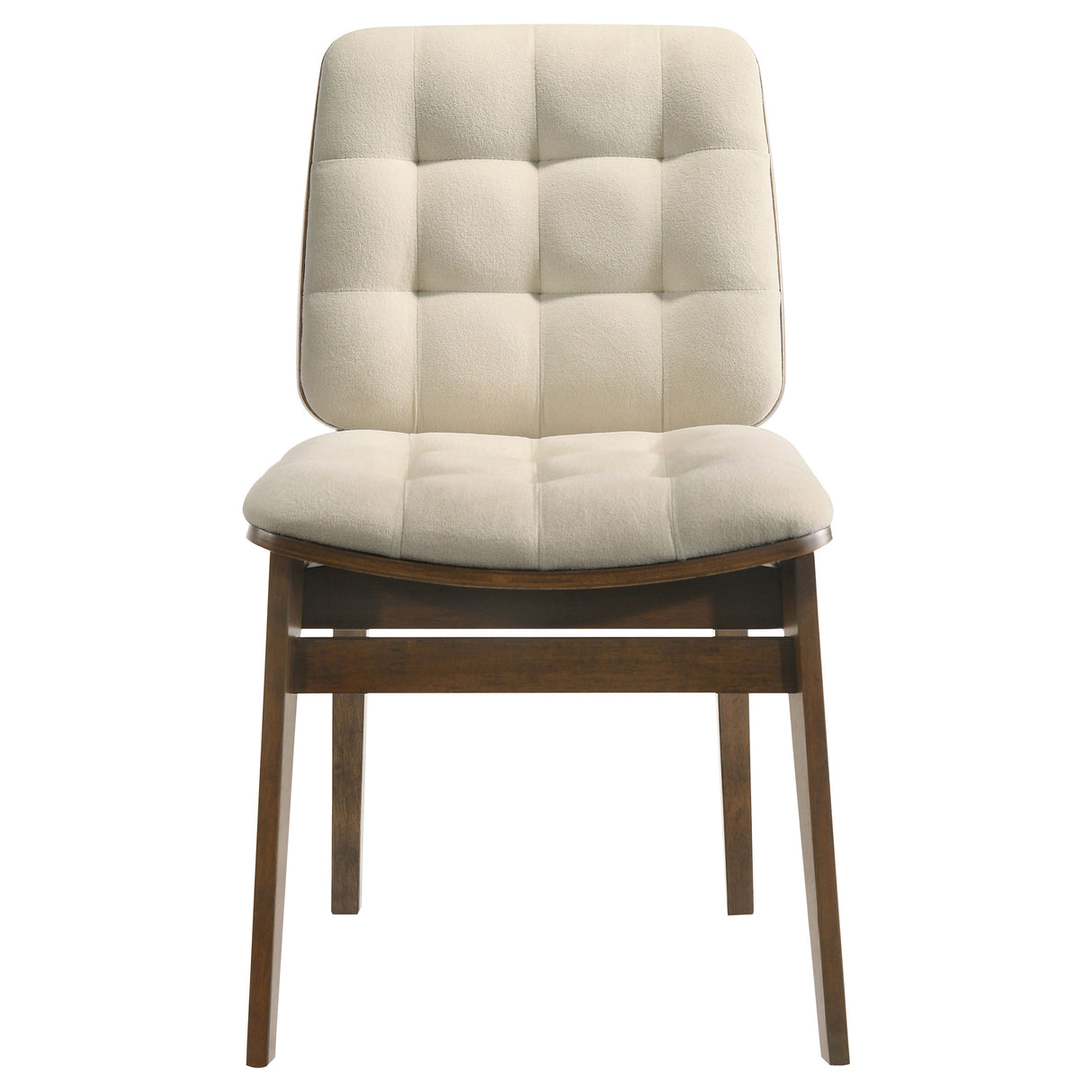 Redbridge Velvet Upholstered Side Chair, Cream and Walnut (Set of 2)