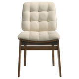Redbridge Velvet Upholstered Side Chair, Cream and Walnut (Set of 2)
