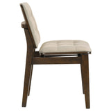 Redbridge Velvet Upholstered Side Chair, Cream and Walnut (Set of 2)