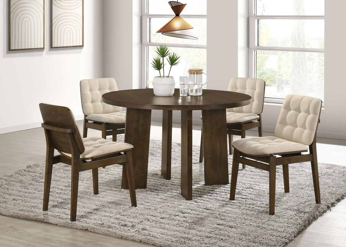 Redbridge Velvet Upholstered Side Chair, Cream and Walnut (Set of 2)