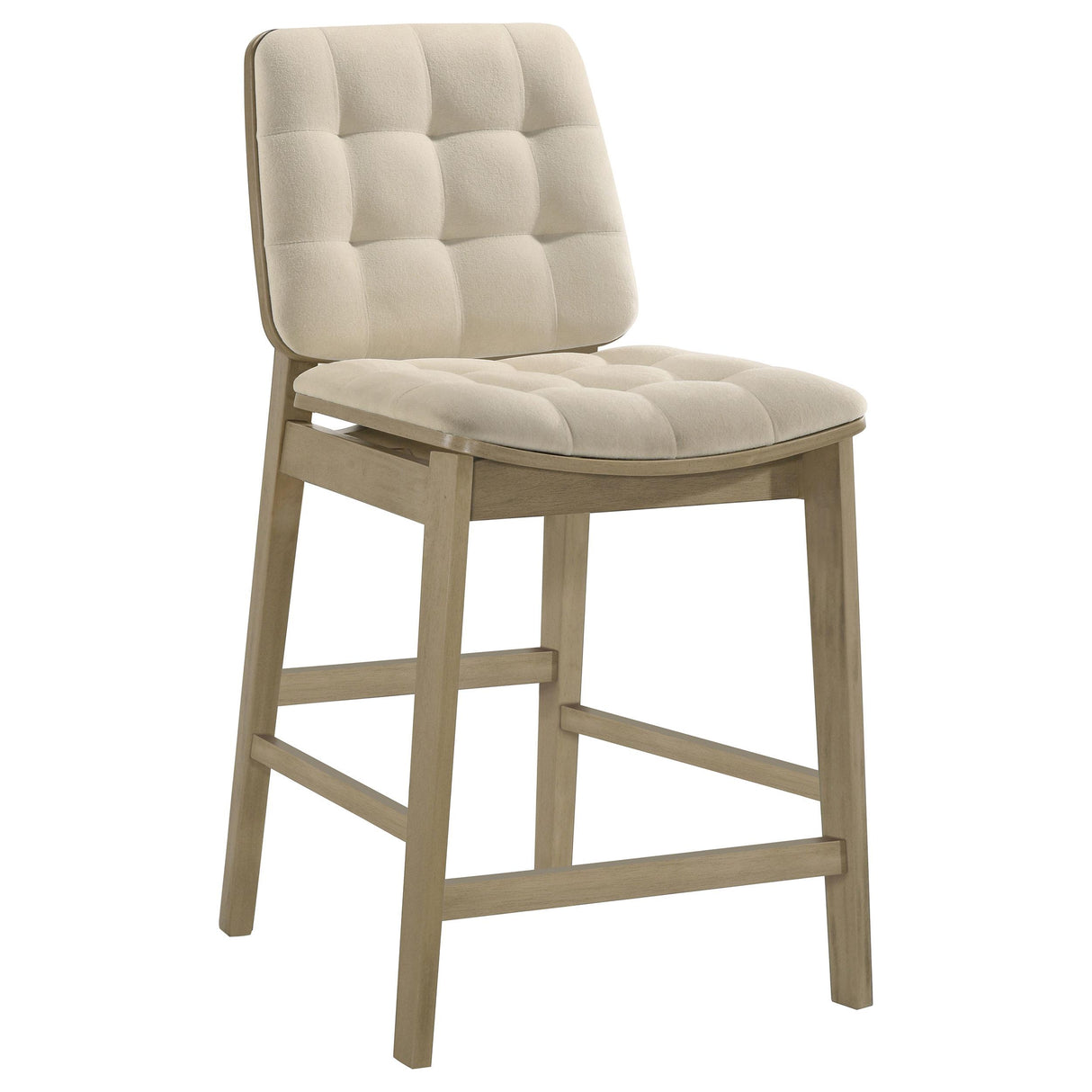 Redbridge Velvet Counter Chair, Cream and Natural Oak (Set of 2)