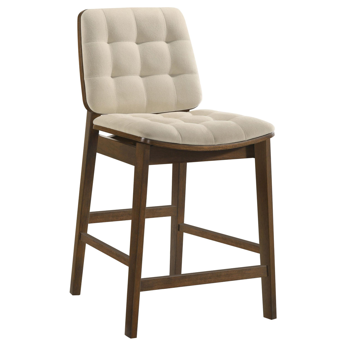 Redbridge Velvet Counter Chair Cream and Walnut (Set of 2)