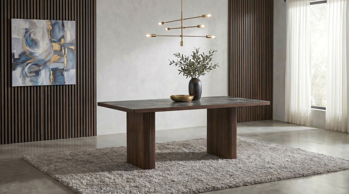 Parry 80" Paladina Stone-Look Dining Table in Dark Walnut