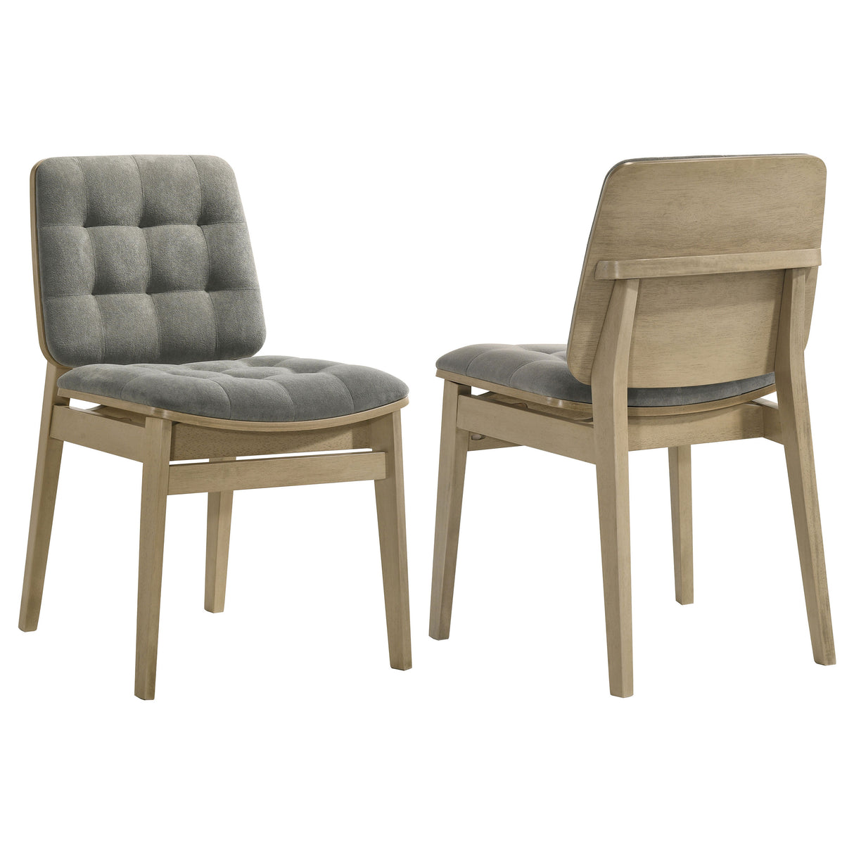 Redbridge Velvet Side Chair - Grey & Natural Oak (Set of 2)