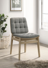 Redbridge Velvet Side Chair - Grey & Natural Oak (Set of 2)
