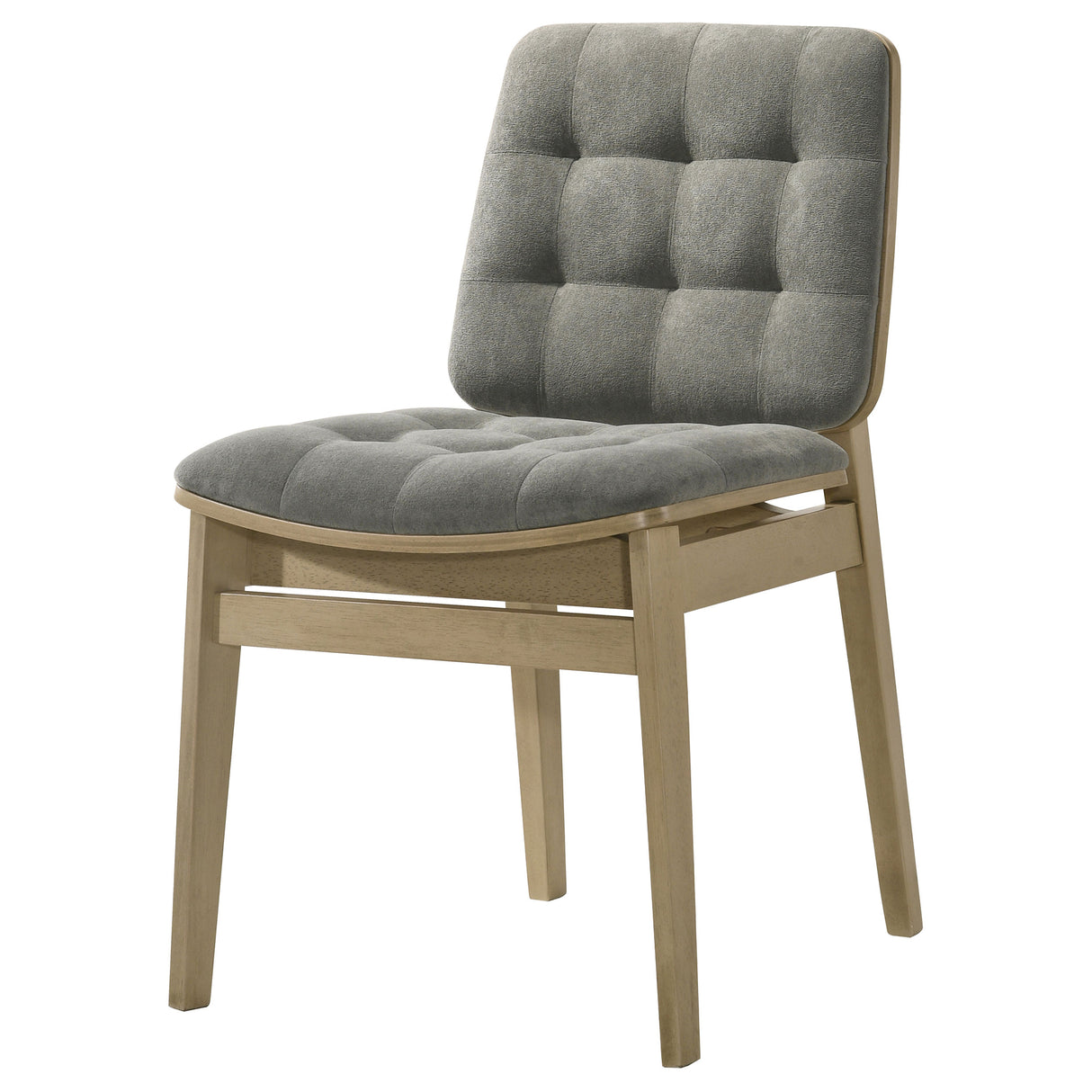 Redbridge Velvet Side Chair - Grey & Natural Oak (Set of 2)