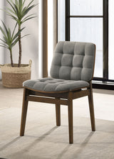 Redbridge Velvet Side Chair, Grey and Walnut (Set of 2)