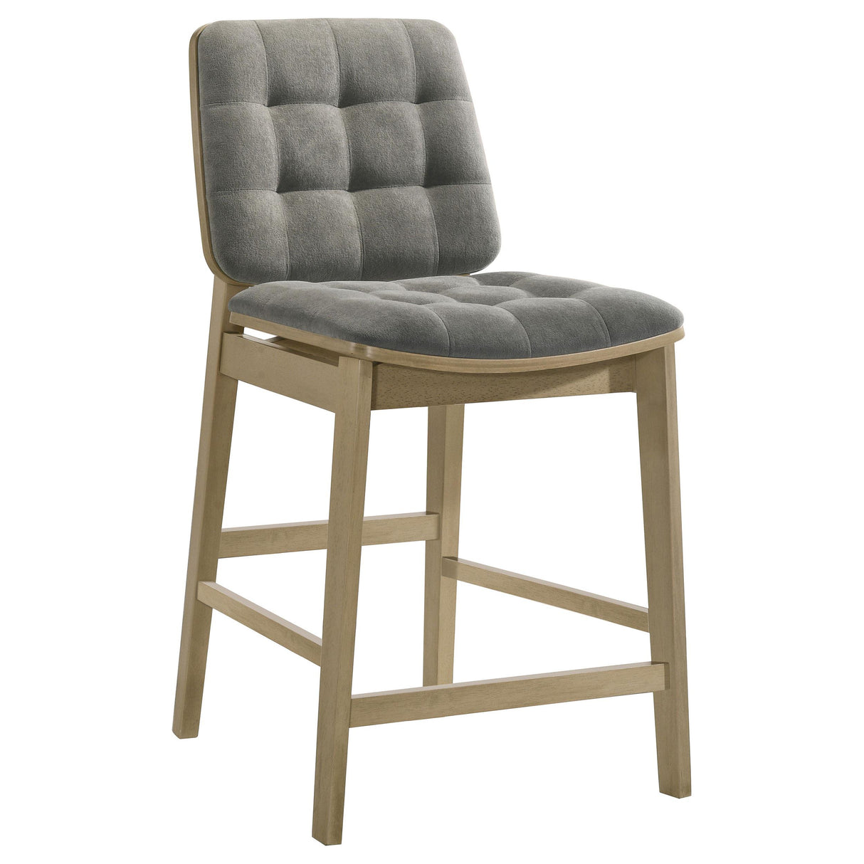 Redbridge Velvet Counter Chair - Grey and Natural Oak (Set of 2)