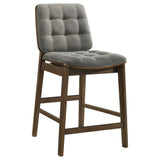Redbridge Velvet Counter Chair - Grey and Walnut (Set of 2)