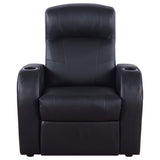 9 Piece Home Theater Seating Set With Recliners And Wedge Consoles - Black