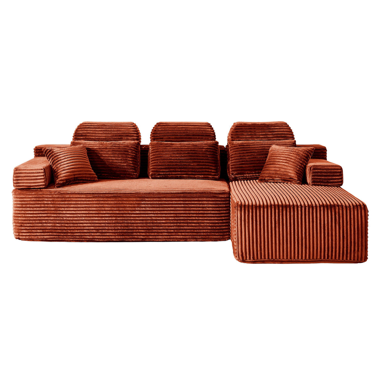 Sectional Sleeper Sofa & Storage Pockets, Modular Couch With Throw Pillows For Living Room