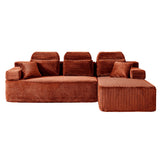 Sectional Sleeper Sofa & Storage Pockets, Modular Couch With Throw Pillows For Living Room