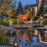 Lifelike Deer Statue With Detachable Antlers, Outdoor Garden Decor - Brown / Yellow