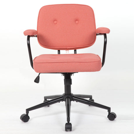 Button Mid Back Swivel Desk Chair With Curved Armrest - Pink