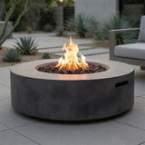 Outdoor Fire Pit Table Propane Heater Concrete 42x12in Black Gray