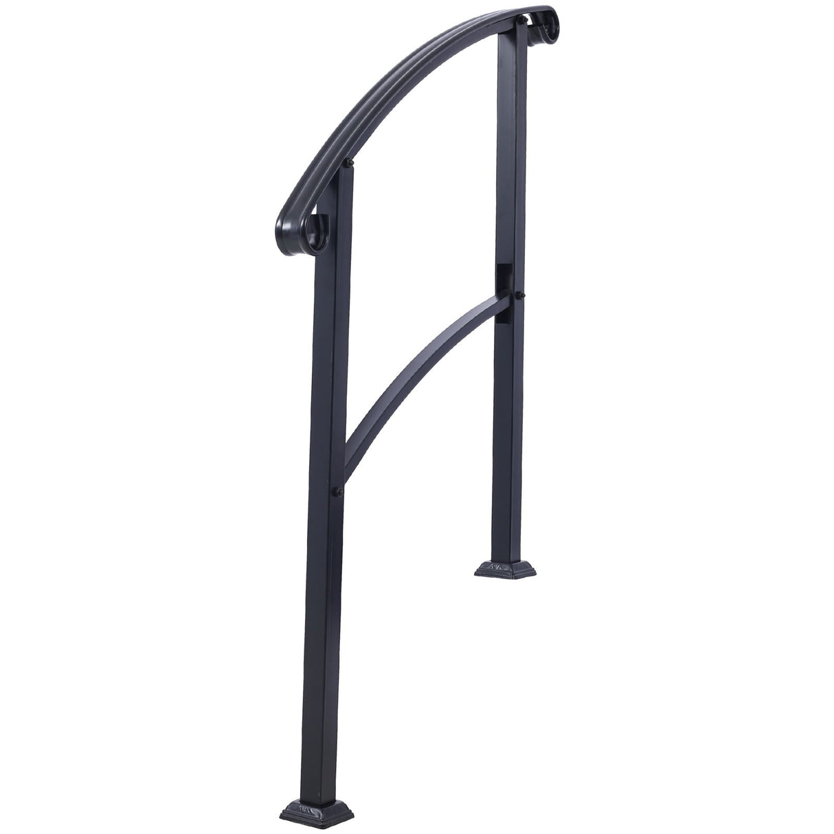Handrails For Outdoor Steps, Fit 1 Or 3 Steps Outdoor Stair Railing, Flexible Front Porch Hand Rail, Transitional Handrails For Concrete Steps Or Wooden Stairs - Black - Outdoor Decor - Alpine Outlets