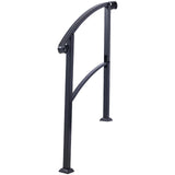 Handrails For Outdoor Steps, Fit 1 Or 3 Steps Outdoor Stair Railing, Flexible Front Porch Hand Rail, Transitional Handrails For Concrete Steps Or Wooden Stairs - Black - Outdoor Decor - Alpine Outlets