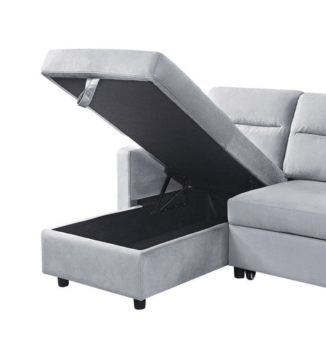 Ivy - Velvet Reversible Sleeper Sectional Sofa With Storage Chaise And Side Pocket - Sleeper Sectionals - Alpine Outlets