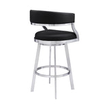 Dione - Swivel Faux Leather And Brushed Stainless Steel Bar Stool