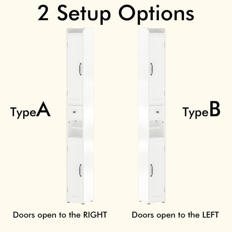 Slim Tall Bathroom Storage Cabinet With Adjustable Shelves, 2 Doors Freestanding Cabinet - White