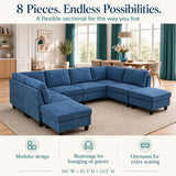 8 Piece Modular U - Shape Sectional Sofa