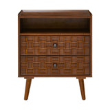 Nightstand With Charging Station, 2 Drawer Bedside Table With Shelf And USB / AC Ports
