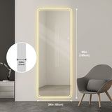 Full Length Floor Mirror LED Whole Body Mirror, Wall Mounted Hanging Mirror With Lights, Makeup Vanity Mirror, Bedroom Full Size Body Mirror With Dimming & 3 Color Modes - Clear