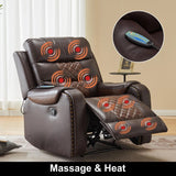 Heated Massage Recliner With Remote Control - Brown