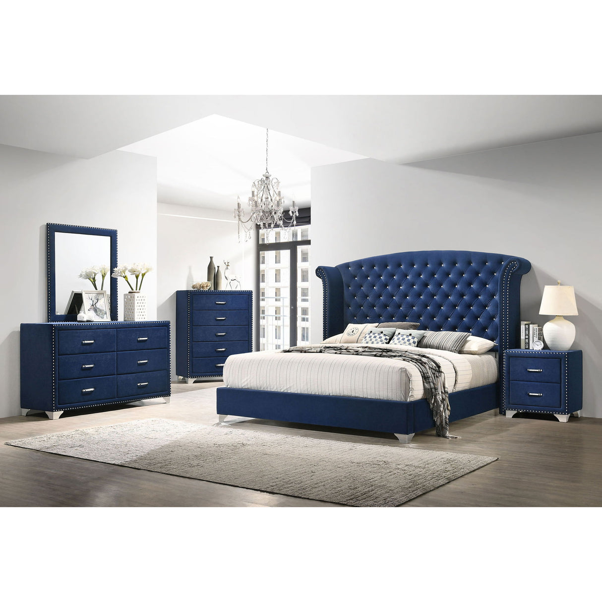 5 Drawer Bedroom Chest With Crystal Pulls