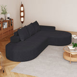 Modern Curved Sofa, L-Shaped Modular Sectional Set With 3 Pillows
