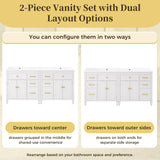 2 Piece Freestanding Bathroom Vanity Set With Sink Top, Reversible Dual Layout