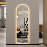 65" X 21" Arched LED Full Length Mirror, Wall Mounted Lighted Full Body Mirror With Frosted Edge Lighting, 3 Color Temperatures & Stepless Dimming - Silver