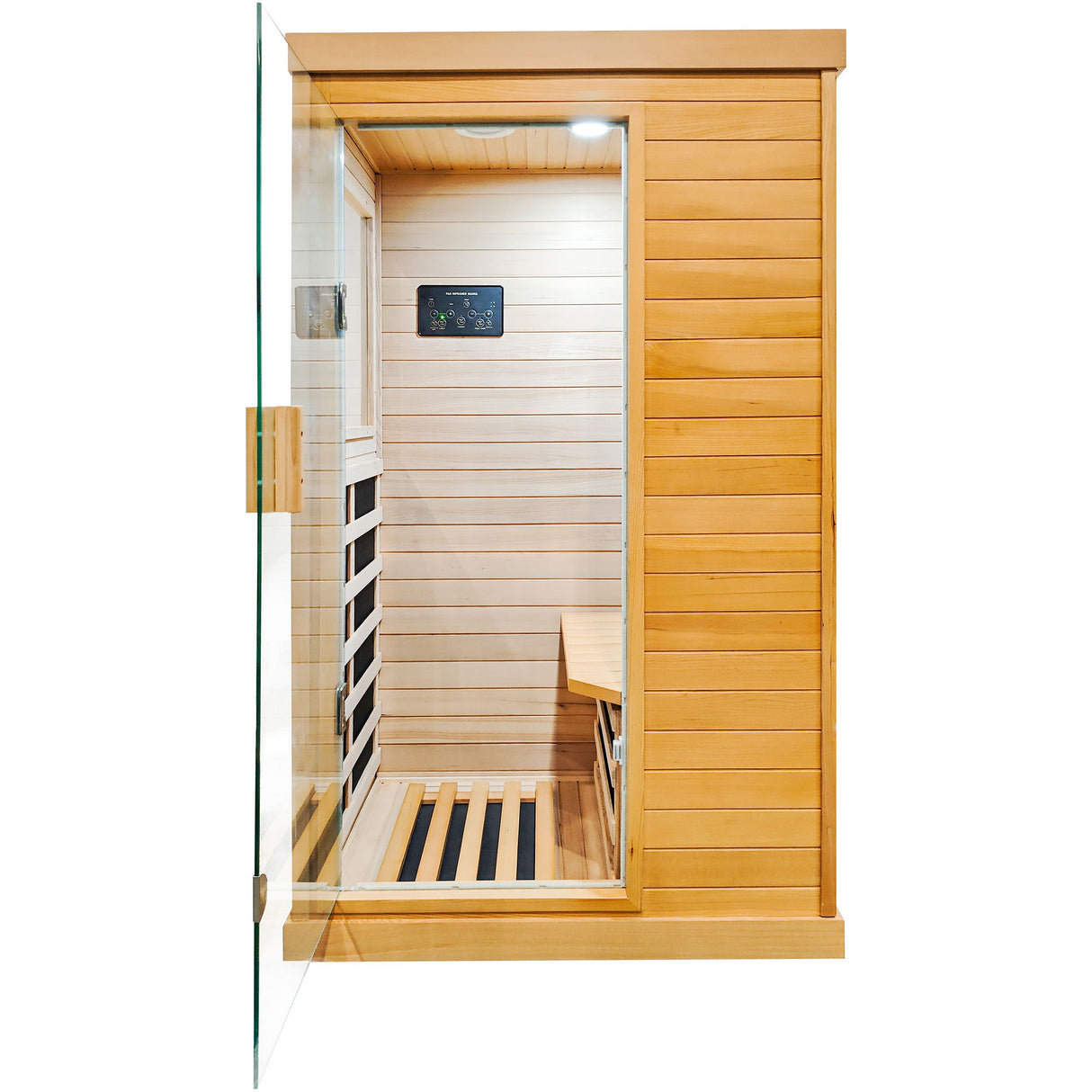Infrared Sauna Room Single Room With Hemlock Frame, 6 Heating Plates, Built-In Lights And Bluetooth Audio - Natural