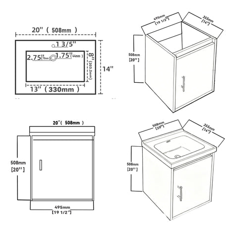 20" Floating Bathroom Vanity Combo With Wall Cabinet, Ceramic Sink & Soft Close Doors - White
