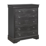 Shaker - 5 Pieces Bedroom Set With Crystal Inspired Tufted Headboard And LED Lighting