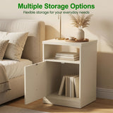 Nightstand With Door & Shelf, 2 Drawer Side Table