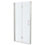 Fold Frameless Shower Door & Tempered Glass - Brushed Silver