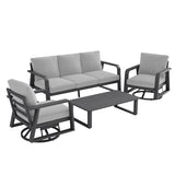 FR Three-Seater Sofa with Swivel Chairs & Coffee Table Set