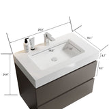 Alice - Bathroom Vanity With Sink, Large Storage Wall Mounted Floating Bathroom Vanity For Modern Bathroom, One-Piece Sink Basin Without Drain And Faucet
