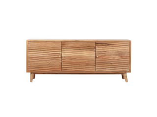 Handcrafted Sideboard Buffet Cabinet with Carved Texture Acacia Wood 58x32in Natural