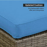 2 Piece Patio Loveseat Set With Thick Cushions, Outdoor Sectional Sofa For Balcony - Blue / Brown