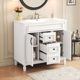 Bathroom Vanity With Top Sink, Cabinet With 2 Soft Closing Doors And Drawers
